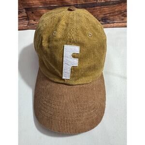 Mac Miller "Faces" Corduroy Hat Felt "F" Graphic Two-Tone Brown Six-Panel Design